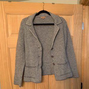 Cocogio Italy Button Gray Textured Sweater Blazer Wool Blend